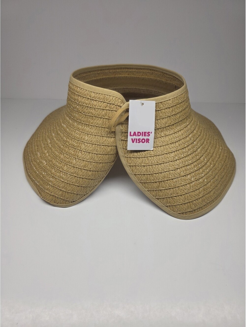 Womens Straw Visor Roll Up Easy Pack Beige One Size Sun Protection
